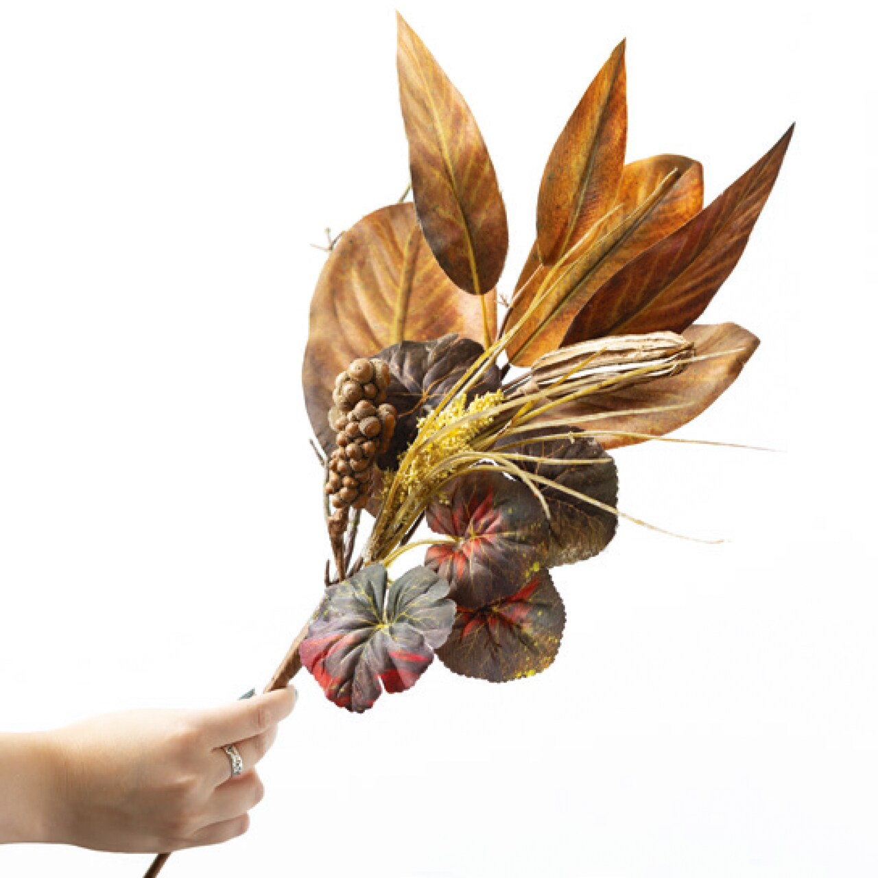 Sullivan's Christmas Mixed Magnolia Leaf Pick, Brown Faux Floral Stem for Crafting, Weddings, Home and Holiday Decoration, 24 Inch